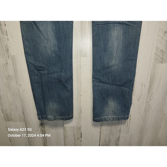 CJ Black Jeans Mens 32X34 Blue Slim Straight Whiskered Distressed - Picture 5 of 9